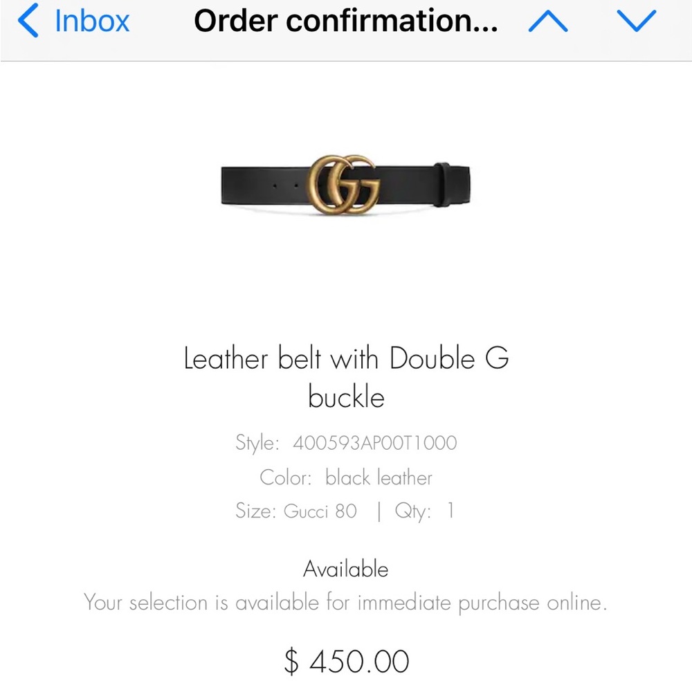 Gucci black leather belt in dust bag